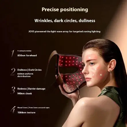 JOVS 4D Laser Light Therapy Mask, Red Light Therapy for Face with 4 Different Wavelength Adopted FPT Concentrated Technology, 3 Modes Portable Face Mask for Anti-aging