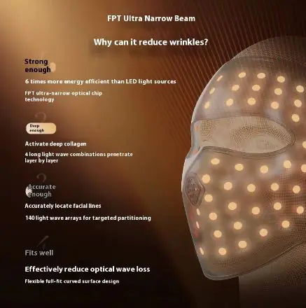 JOVS 4D Laser Light Therapy Mask, Red Light Therapy for Face with 4 Different Wavelength Adopted FPT Concentrated Technology, 3 Modes Portable Face Mask for Anti-aging